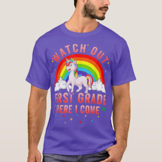 Camiseta Cuidado 1º Grado Aquí Volví Funny Unicorn