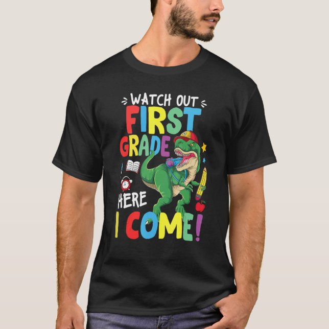 Camiseta Cuidado 1º Grado Aquí Vuelvo Dinosaurio A S (Anverso)