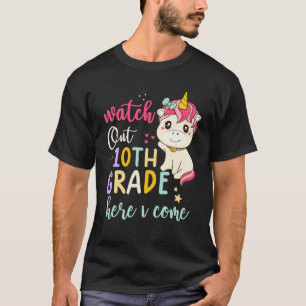 Camiseta Cuidado 10° Grado Aquí Vengo Unicornio 10° Grado