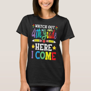 Camiseta Cuidado 4to Grado Aquí Voy Graduación de 3er Grado