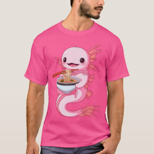 Camiseta Cuidado Anime Japonés Axolotl Ramen Noodles Mexica