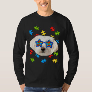 Camiseta Cuidado autismo maltés rompecabezas gafas de sol C