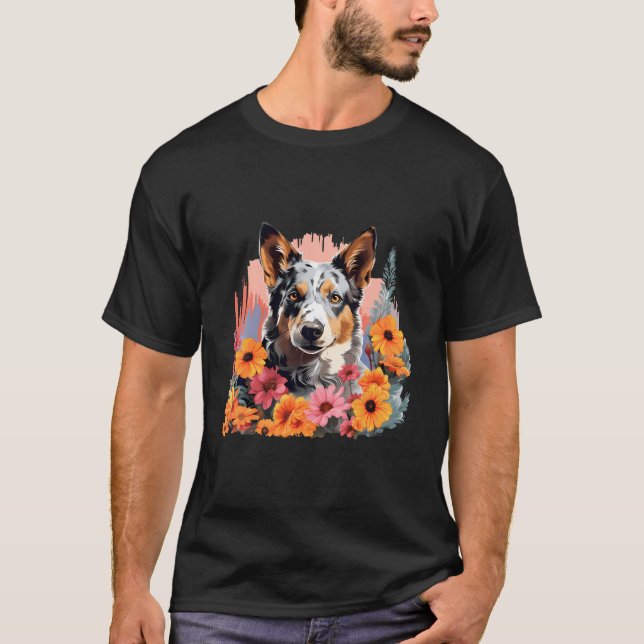 Camiseta Cuidado Blue Heeler Spring Flower Garden Australia (Anverso)