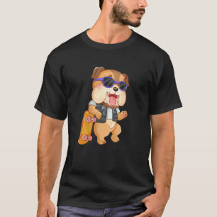 Camiseta Cuidado Bulldog francés patinador perro cachorro