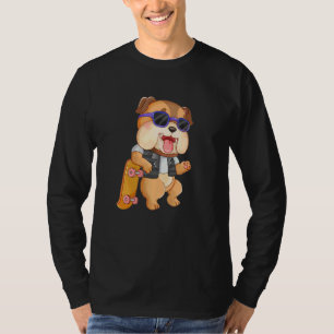 Camiseta Cuidado Bulldog francés patinador perro cachorro