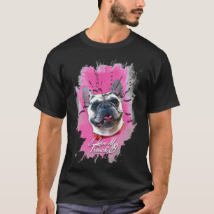 Camiseta Cuidado color Bulldog francés acuarela y acrílico