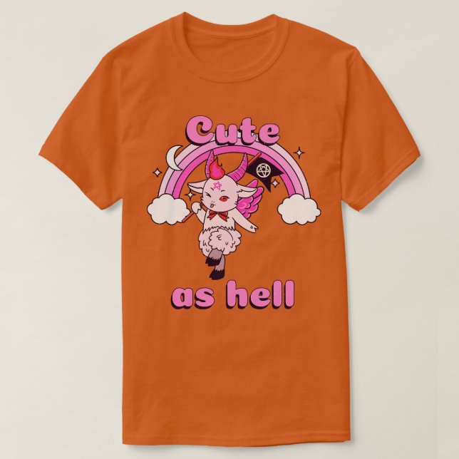 Camiseta Cuidado Como Diablos Kawaii Baphomet Pastel Gótico (Diseño del anverso)