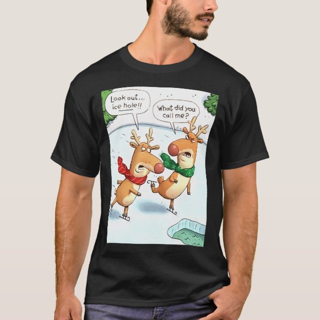 Camiseta Cuidado Con El Agujero Hielo - Navidades De Renos (Anverso)