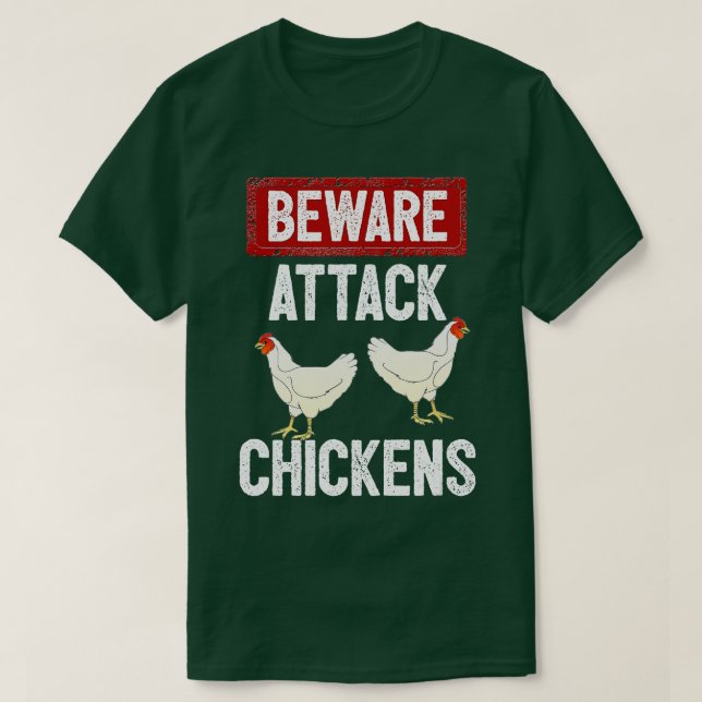Camiseta Cuidado con el ataque a las gallinas agricultor de (Diseño del anverso)