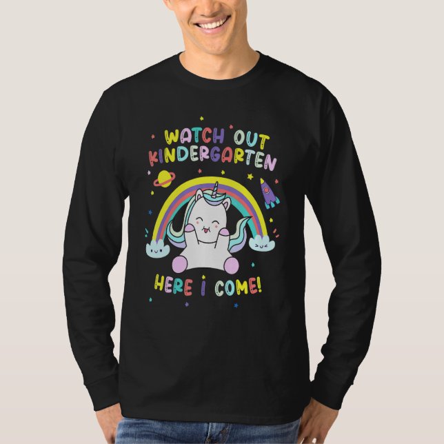 Camiseta Cuidado Con El Jardín De Niños Aquí Vengo Unicorn (Anverso)