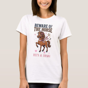 Camiseta Cuidado con el jinete divertido humor de vida en e