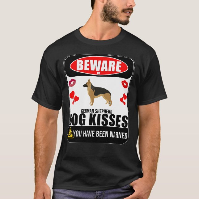 Camiseta Cuidado Con El Pegatina Del Rótulo De Besos De Per (Anverso)