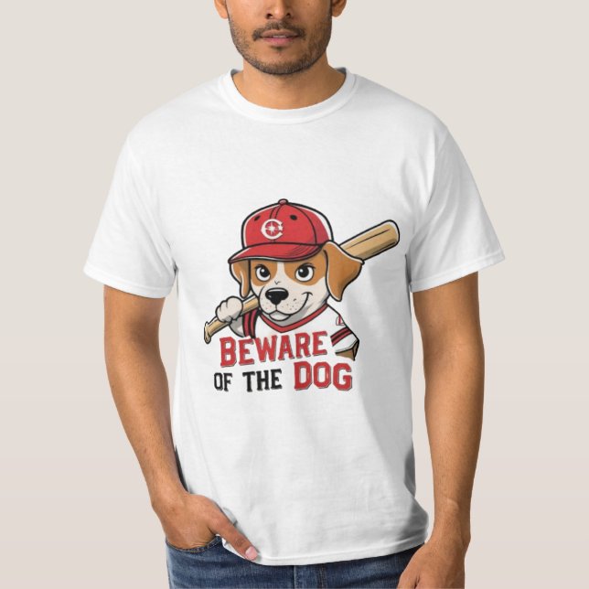 Camiseta Cuidado con el perro - juguetón diseño de perro de (Anverso)