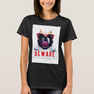 Camiseta Cuidado con el perro pug colorido 149