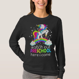 Camiseta Cuidado Con El Preescolar Aquí Vuelvo Unicorn A Sc