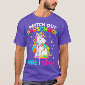 Camiseta Cuidado Con El Preescolar Aquí Vuelvo Unicorn A Sc