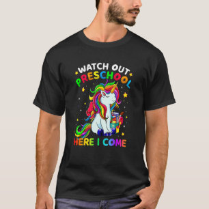 Camiseta Cuidado Con El Preescolar Aquí Vuelvo Unicorn A Sc