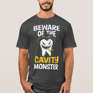 Camiseta Cuidado Con La Diente Oral De Halloween Del Monstr