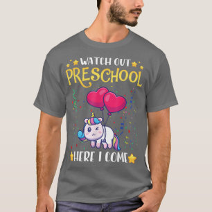 Camiseta Cuidado con la escuela preescolar, vengo al primer
