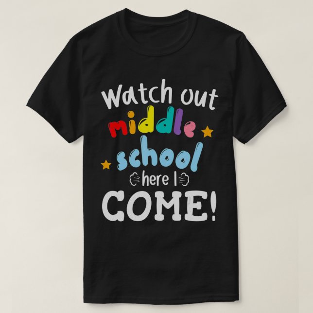 Camiseta Cuidado Con La Escuela Secundaria Aquí Estoy Estud (Diseño del anverso)