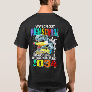 Camiseta Cuidado con la escuela secundaria aquí vengo monst