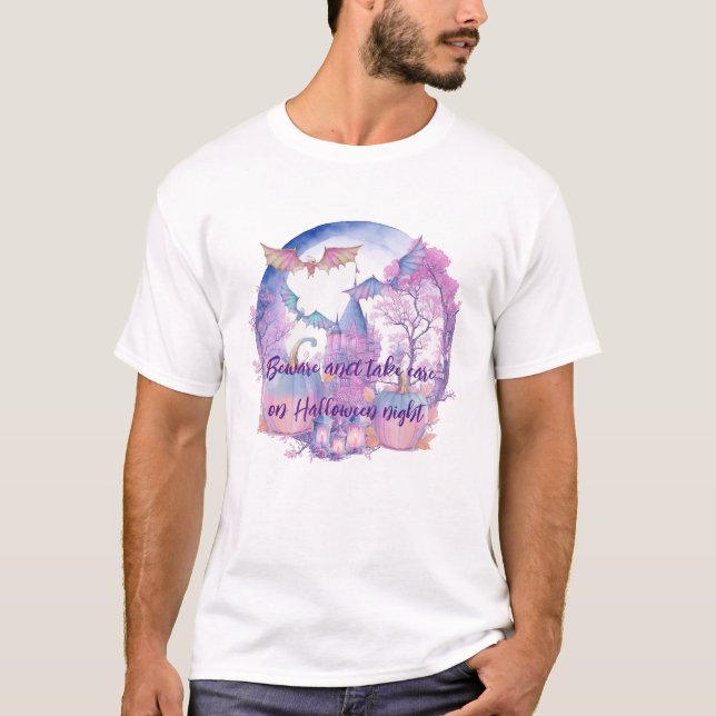 Camiseta Cuidado con la noche de Halloween (Anverso)