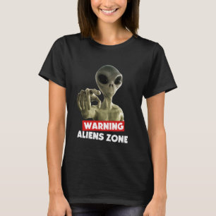 Camiseta Cuidado con los extraterrestres advertencia Área 5