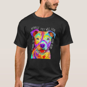 Camiseta Cuidado Con Los Pitbulls Robarán Tu Corazón - Haz