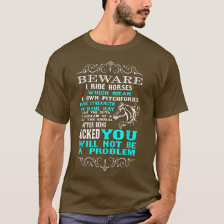 Camiseta Cuidado con que voy en caballos, divertida amante 