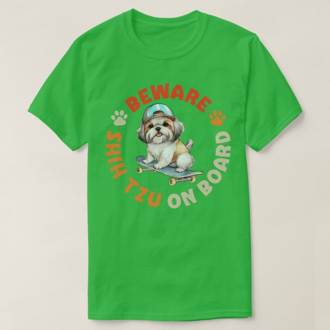 Camiseta Cuidado con Shih Tzu a bordo (Diseño del anverso)