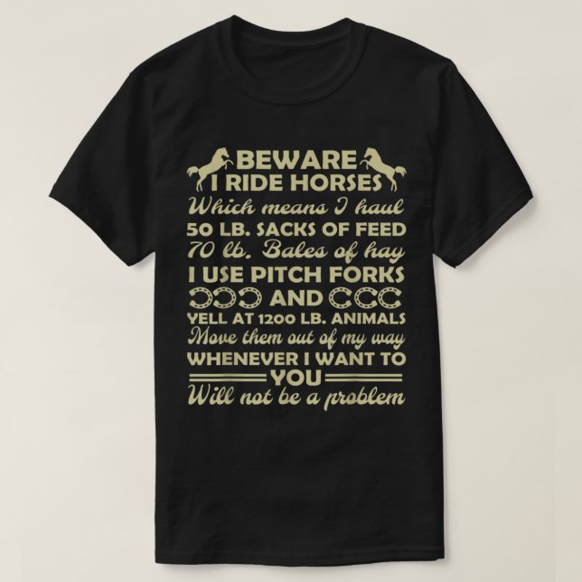Camiseta Cuidado Con Viajar A Caballos Divertidos Montar A  (Diseño del anverso)