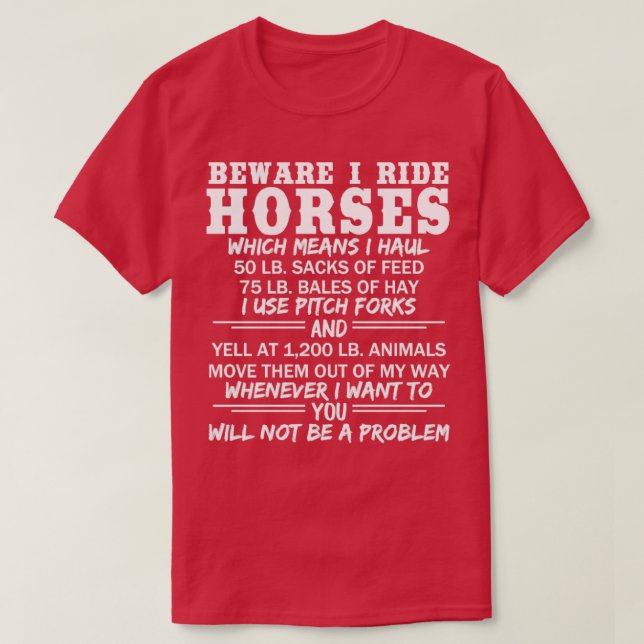 Camiseta Cuidado con viajar en caballos Humor divertido de  (Diseño del anverso)