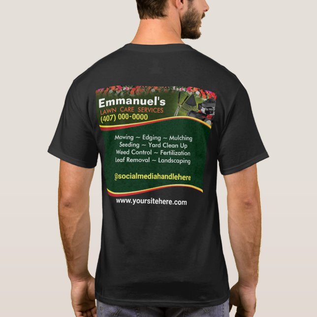 Camiseta Cuidado del jardín paisajismo Grass Cortando camis (Reverso)