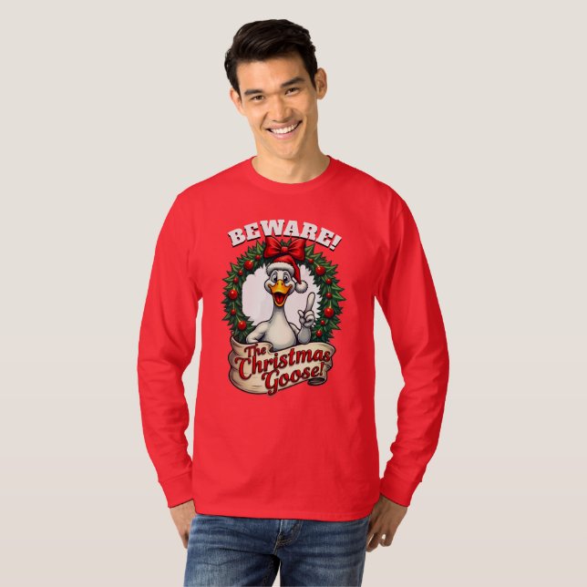 Camiseta ¡CUIDADO! ¡El ganso de Navidad! ¡Cuida tus seis! (Anverso completo)