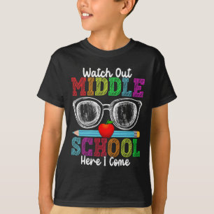 Camiseta Cuidado Escuela Intermedia Aquí Vengo Divertido De