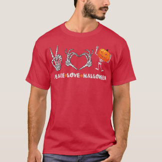 Camiseta Cuidado esqueleto de Halloween amor por la paz con
