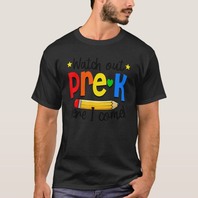 Camiseta Cuidado Estudiante De Preescolar Primer Día De La  (Anverso)