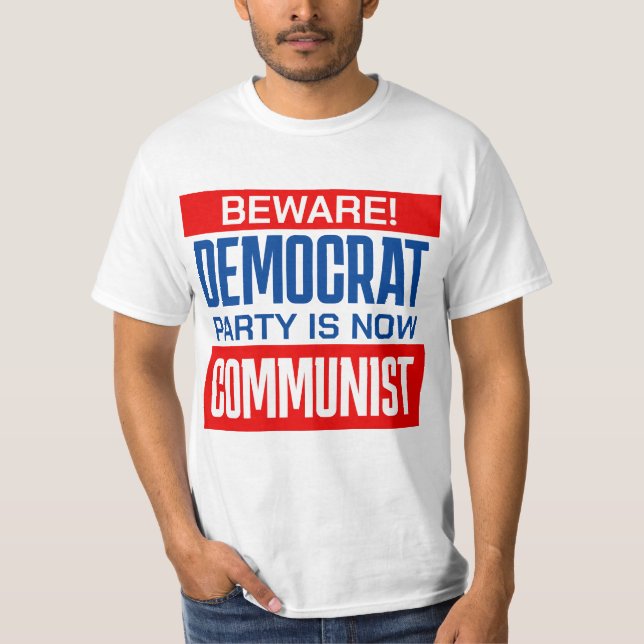 Camiseta Cuidado Fiesta demócrata pro-republicano (Anverso)