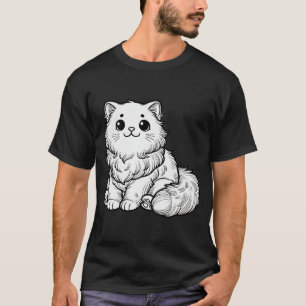 Camiseta Cuidado Gato Fluffy Negro Blanco