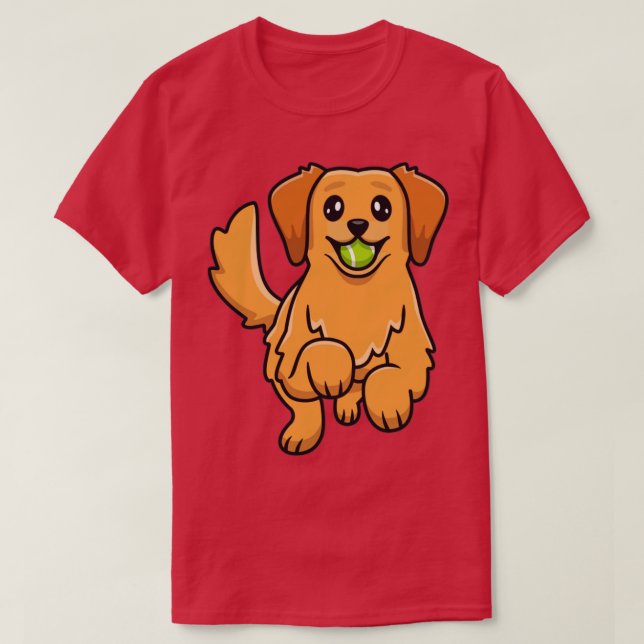Camiseta Cuidado Golden Retriever Jugando Ball (Diseño del anverso)