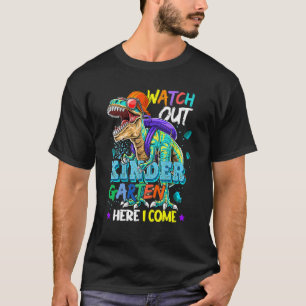 Camiseta Cuidado jardín de infancia aquí vengo dinosaurios