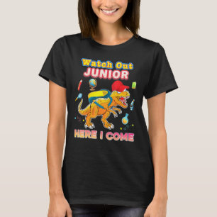 Camiseta Cuidado Junior Aquí Vengo Dinosaur T-Rex Kid Ba