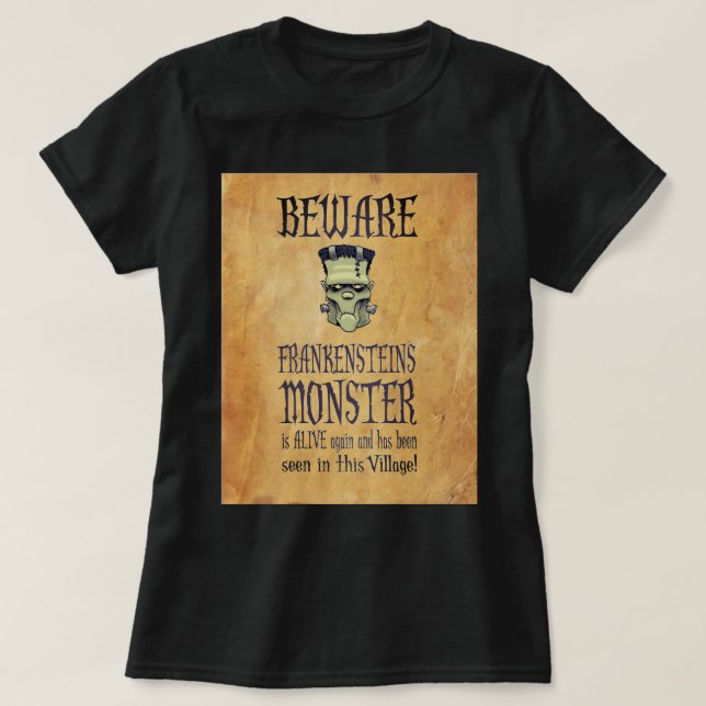 Camiseta Cuidado Monstruo de Frankenstein (Diseño del anverso)