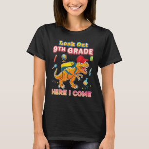 Camiseta Cuidado noveno grado aquí vengo noveno dinosaurio