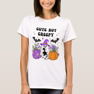 Camiseta Cuidado pero espeluznante - Fantasma con gato negr
