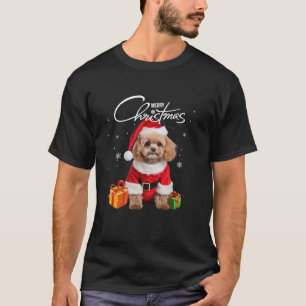 Camiseta Cuidado poodle Santa Hat Feliz Navidad navideñas n