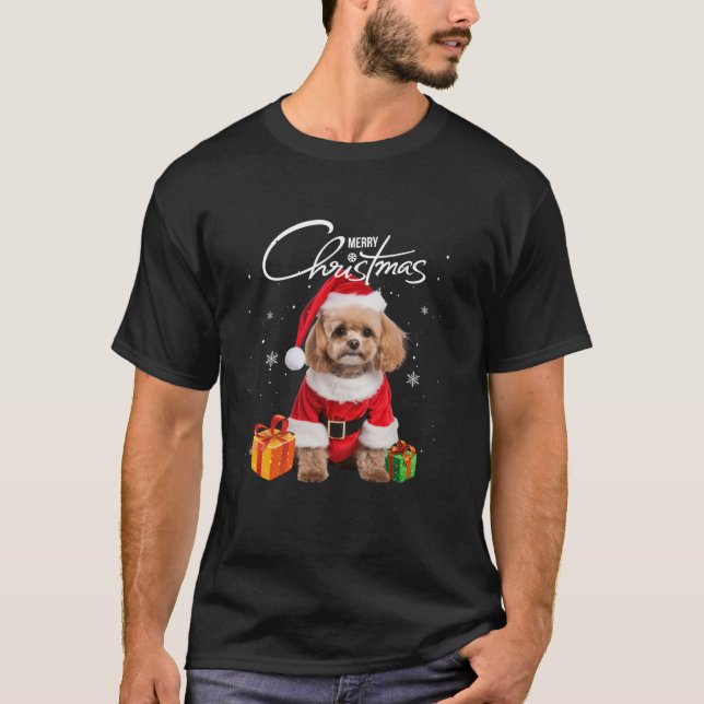 Camiseta Cuidado poodle Santa Hat Feliz Navidad navideñas n (Anverso)