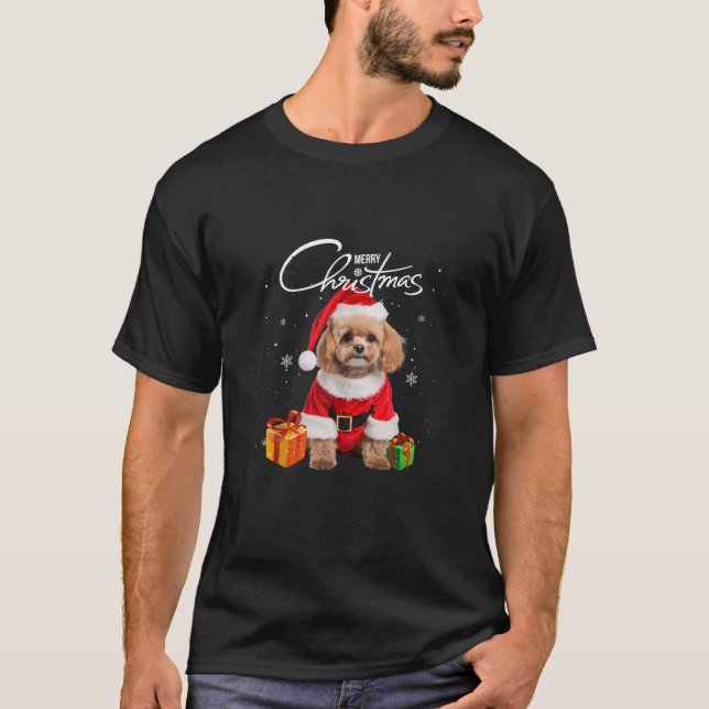 Camiseta Cuidado poodle Santa Hat Feliz Navidad navideñas n (Anverso)