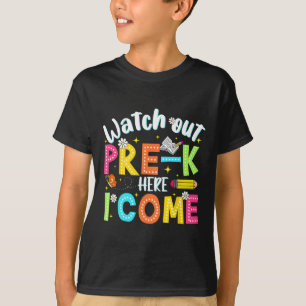 Camiseta Cuidado Pre-k Aquí Vengo Primer Día De Regreso A L