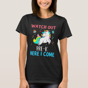 Camiseta Cuidado Preescolar Aquí Voy Regalo de Unicornio Pr